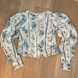 Free People floral eyelet blouse . Size xs
